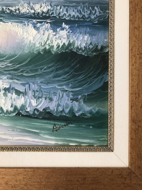 Tableau fait main mer médiévale 