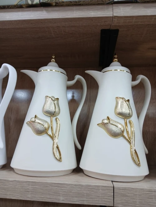 طقم ترموس قطعتين Ty1 أبيض وذهبي Rose Maison