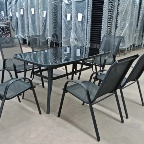 Table de jardin de 6 chaises avec parasol (importation 1er choix)