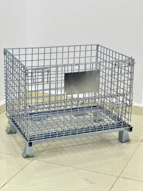 Caisse conteneur grillagé pliable en acier galvanisé C02