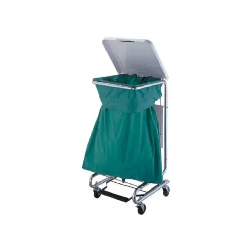Chariot porte sac en inox avec pédale et couvercele CPS