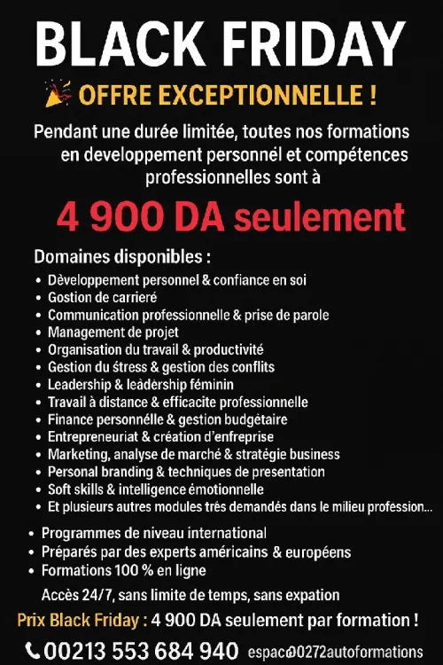 BLACK FRIDAY  OFFRE EXCEPTIONNELLE  FORMATIONS DÉVELOPPEMENT PERSONNEL ET BUSINESS
