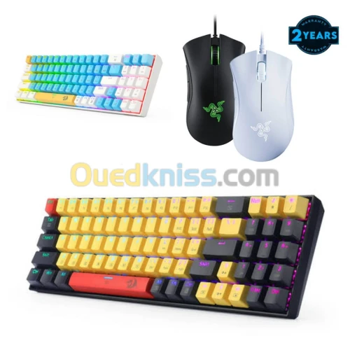 BUNDEL GAMING CLAVIER-SOURIS REDRAGON K688 RED SWITCH + RAZER DEATHADDER ESSENTIAL