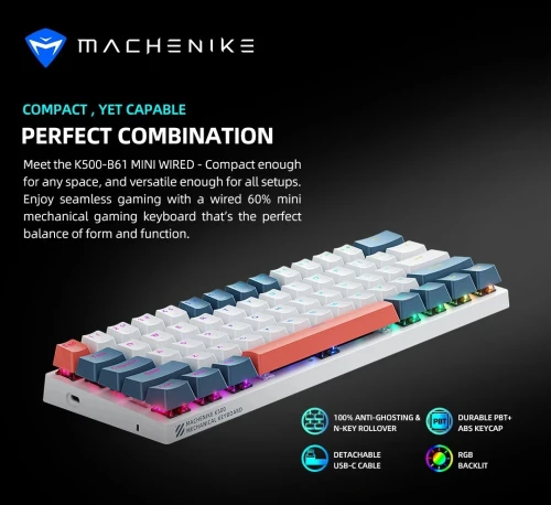 Clavier Machenike K500-B61 MINI 60% US Red Switch