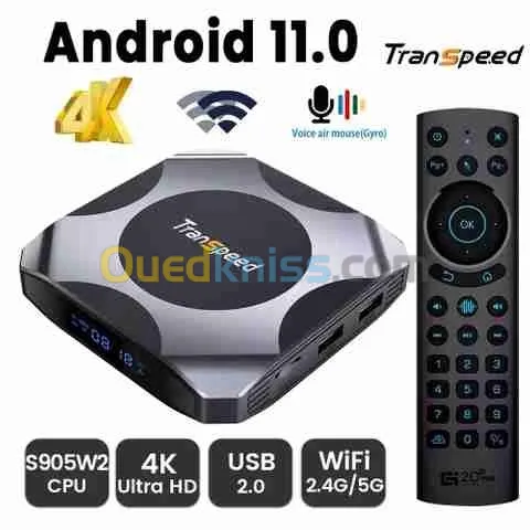 TV Box Transpeed Amlogic 2eme Generation S905W2 Android 11 4G/64G LIVRAISON 58 WILAYA