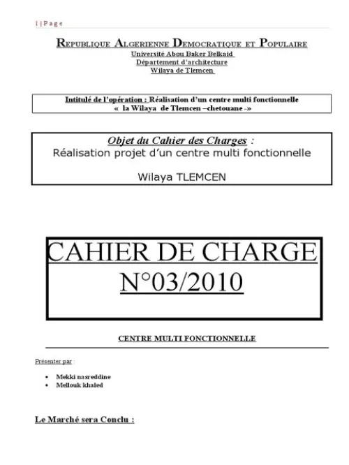 Avis d'appel d'offre, cahier des charges, Attachement, situation, étude des prix.....