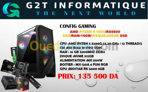 CONFIG RYZEN55500/rx6600 8GB/16GB /512GB NVME