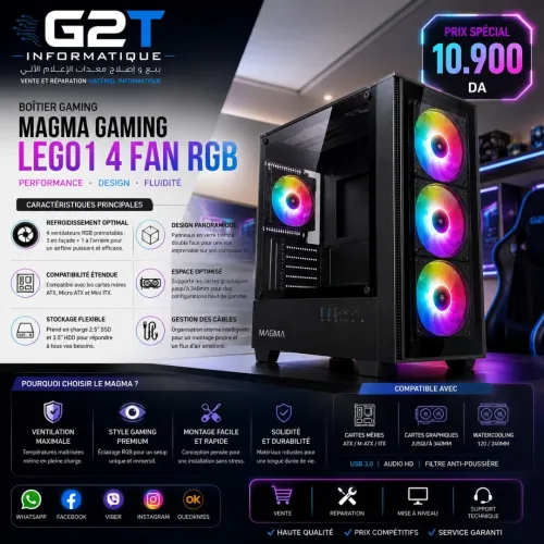 BOÎTIER MAGMA GAMING LEG01 4 FANS RGB