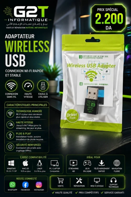 Adaptateur Wireless USB  Wi-Fi 6