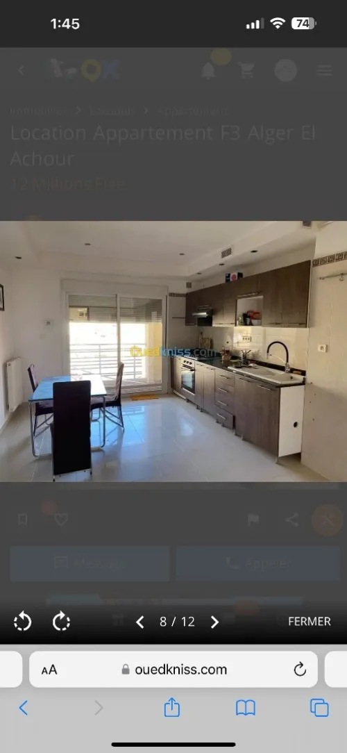 Location Appartement F3 Alger El achour