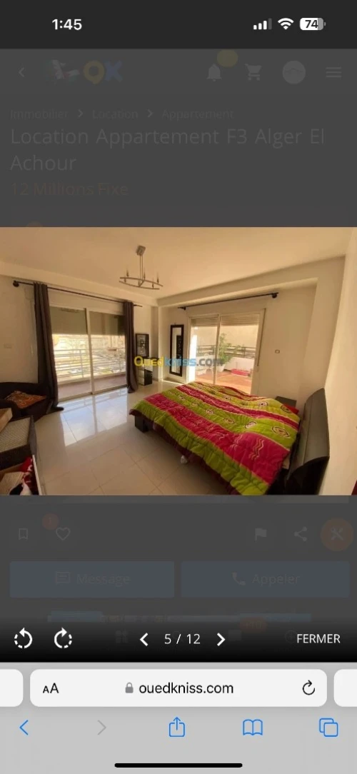 Location Appartement F3 Alger El achour