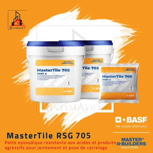 MASTERTILE RSG 705 BASF- PATTE ÉPOXYDIQUE ANTI-ACIDE ET PRODUIT CHIMIQUE KIT A+B+C 6KG 