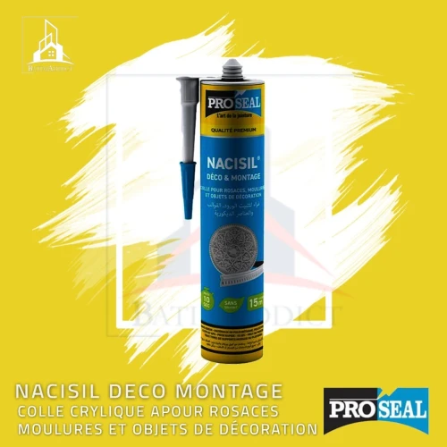 NACISIL DECO & MONTAGE 280ML- COLLE ACRYLIQUE POUR ROSACES, MOULURES ET OBJETS DE DÉCORATION