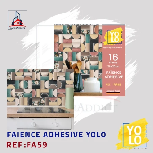 FAÏENCE ADHÉSIVE YOLO DECO  16P 20X20 CM-FA59