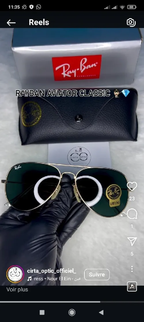 Lunette chic mark de Ray ban en verre