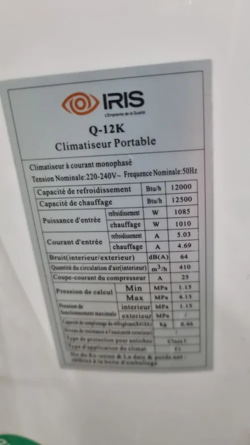 Climatiseur portable IRIS 12000 BTU