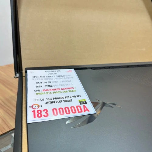 ASUS ROG STRIX G15 AMD RYZEN 9 5900HX NVIDIA RTX 3050TI 16GB RAM 512GB SSD ECRAN 300HZ 