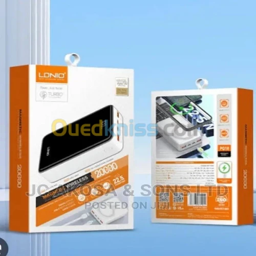 LDNIO  Power Bank Magsaf 20000 mah Mini Batterie Externe 22.5 Watt Charge Sans Fil