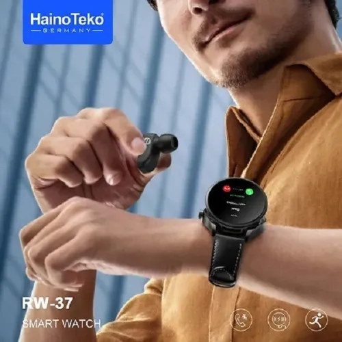 Haino Teko RW37 Smartwatch AMOLED, montre intelligente et écouteurs Bluetooth avec 2 paires 