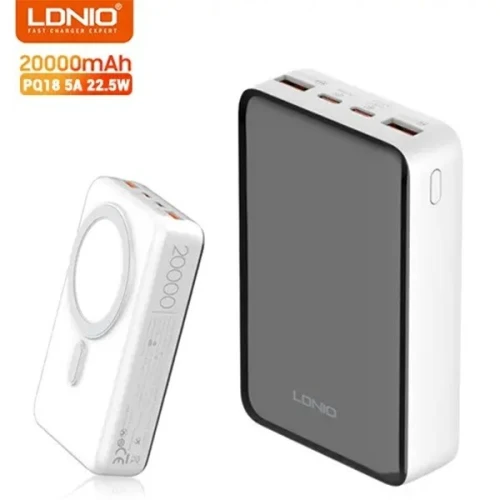 LDNIO  Power Bank Magsaf 20000 mah Mini Batterie Externe 22.5 Watt Charge Sans Fil