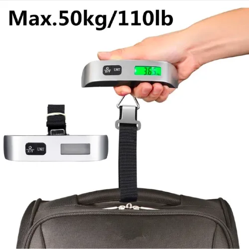 Pèse-bagage électronique portable avec écran LCD numérique, capacité de 50kg, 110lb