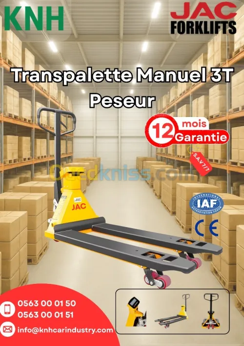 JAC Transpalette manuel 3t peseur 2025