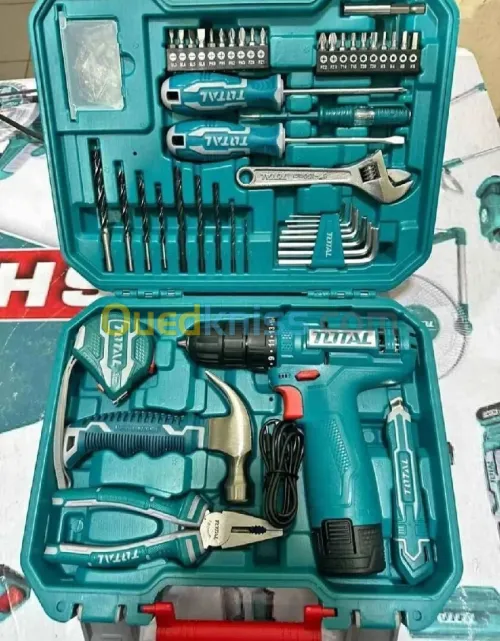 Kit caisse a outils et visseuse 12V 89 Piéces TOTAL