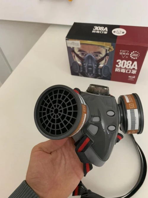 Masque de protection gaz avec 2 filtres au gel de silice  قناع تنفس للحرفيين