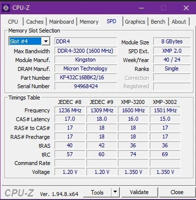 Kingston Fury 16GB  (2x8)  ddr4  3200mhz