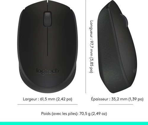 Logitech M171 Souris sans Fil pour PC, Mac, Ordinateur Portable, 2,4 GHz avec Mini-récepteur USB,