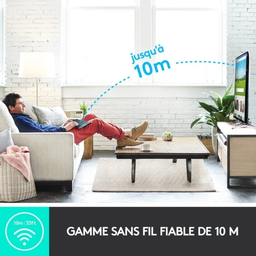 Logitech Wireless Touch Keyboard K400 Plus (Noir) Clavier sans fil - pavé tactile - compatible Android - AZERTY, Français