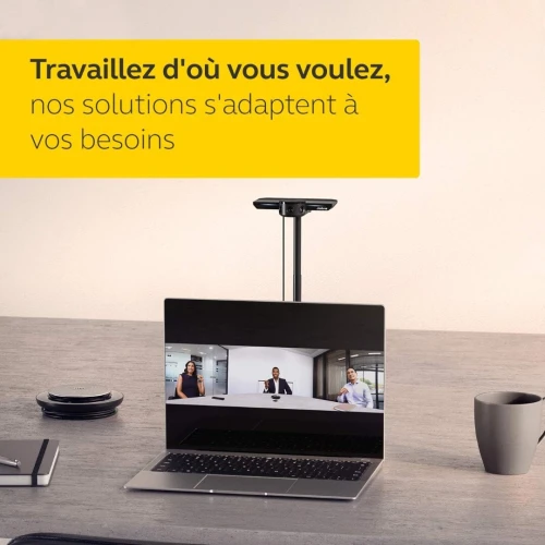 Jabra PanaCast Caméra 4K avec support de table, 3 x 13 MP, vue panoramique 180 Degrés + Support de Table + Cable USB-C