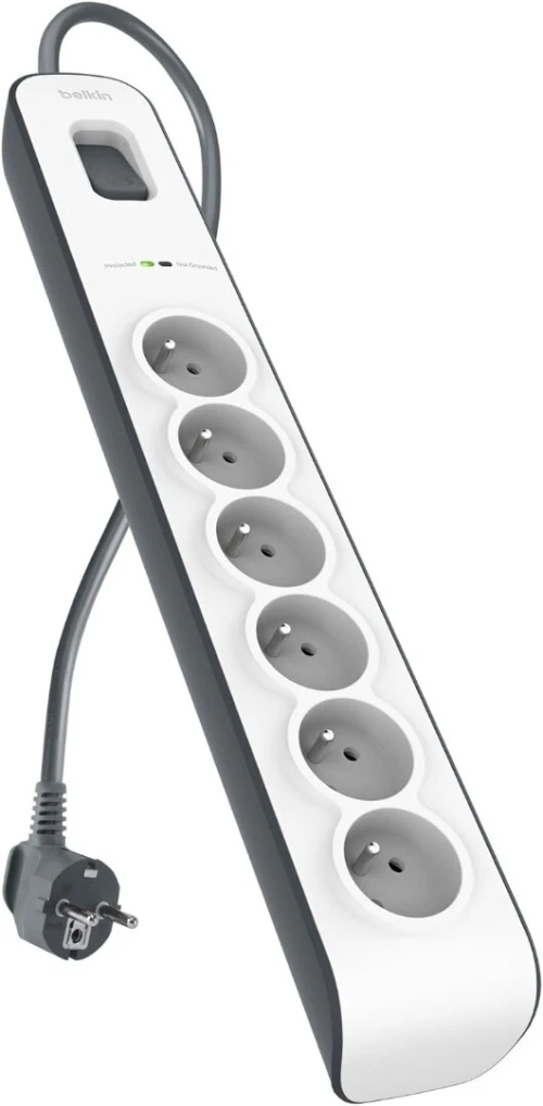 MULTIPRISE Belkin Parafoudre 6 prises, 650 Joules, cordon 2 m Blanc