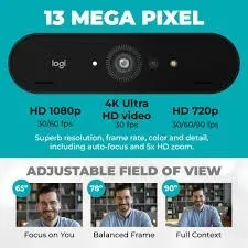 Logitech Brio Webcam 4K, Appel vidéo Ultra 4K HD,
