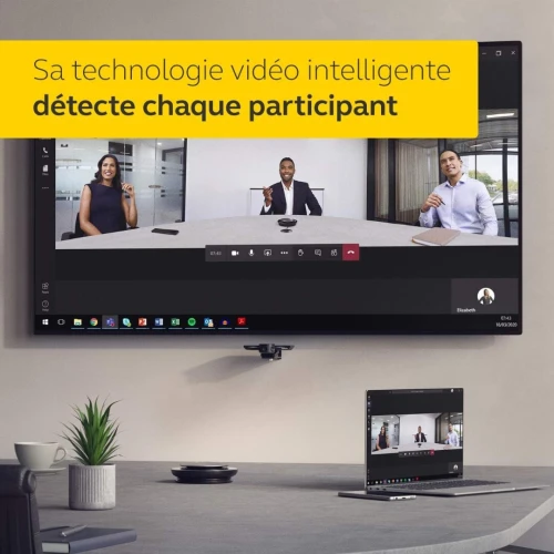 Jabra PanaCast Caméra 4K avec support de table, 3 x 13 MP, vue panoramique 180 Degrés + Support de Table + Cable USB-C