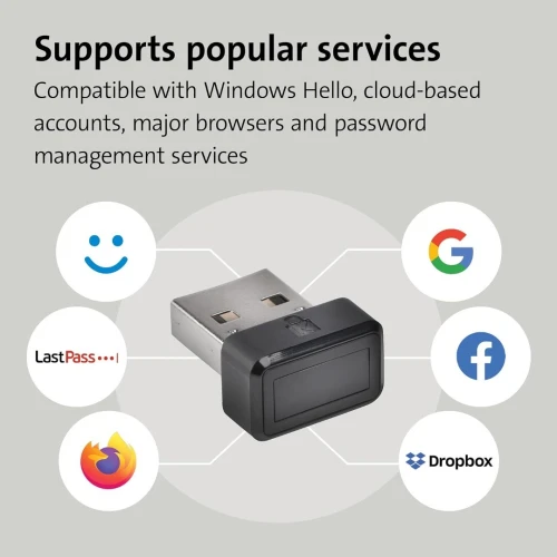 Kensington VeriMark - Clé USB à Empreintes Digitales Ultra-Sécurisée, Pour Authentification 
