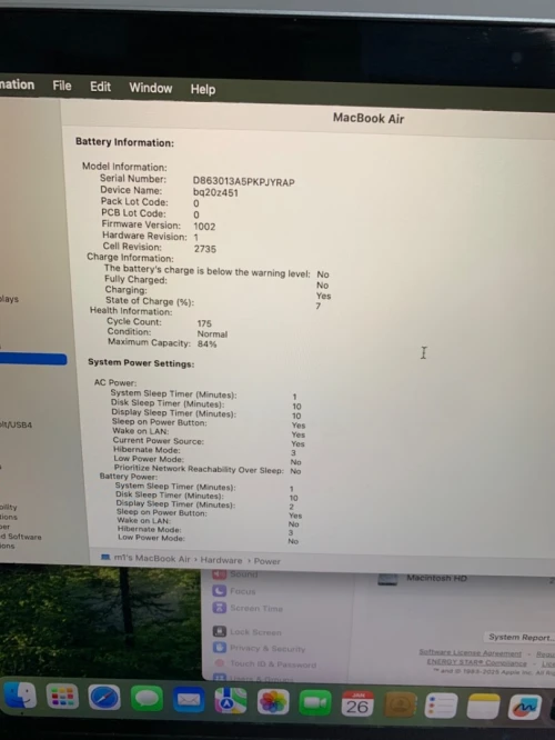 Macbook air 2020 M1 8/256 cycle 170 libire
