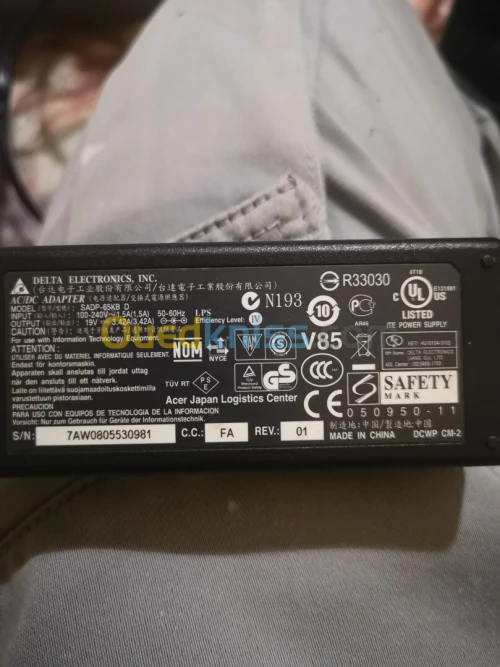 AC Adapter Delta Electronics SADP-65KB D 19V 3.42A 65W  compatible brand ACER