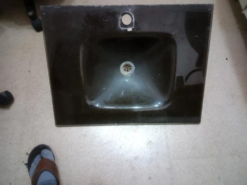 Meubles salle de bain avec double vasques et robinets +VASQUE EN VERRE MARRON 60 X 47