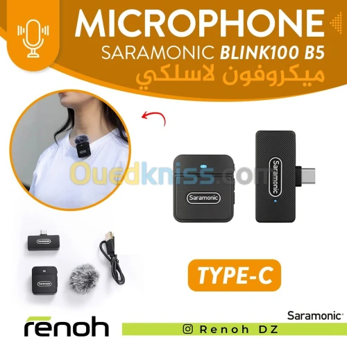 Microphone Sans-Fil SARAMONIC BLINK100 B5 Pour Podcast/Interview