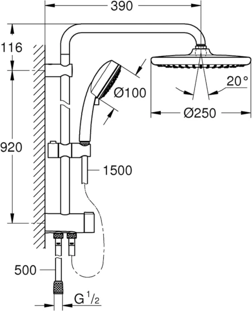 Colonne De Douche sans mitigeur TEMPESTA Cosmopolitan 250 GROHE