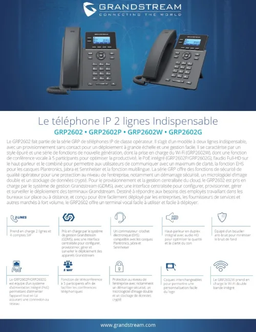 Fournitures et poses standard téléphonique IP GRANDSTREAM