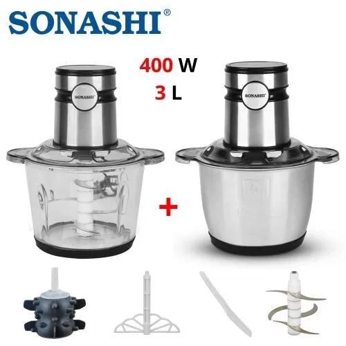 Sonashi Hachoir Tactile 2 En 1 Verre Et Inox - 6 Lames 3 L 400 W  - SMC-25