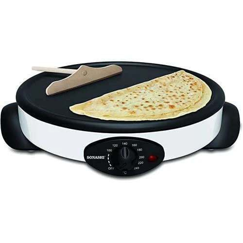 Sonashi Crêpière & Pancakes Electrique - 2 En 1 Scrm-865- 1500 W - Blanc
