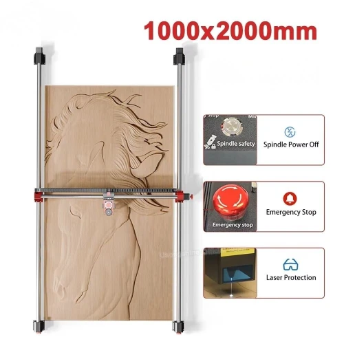 Grande Machine CNC Industrielle ANYTOOL ATCH80 Format Géant 1000*2000 mm avec Spindle 500W Haute Précision