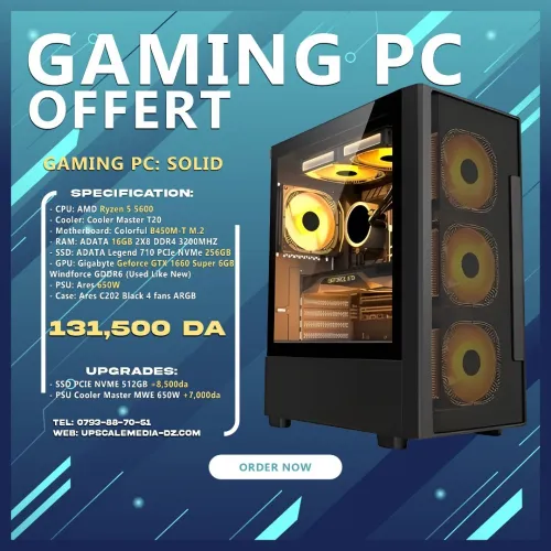 Gaming PC SOLID: AMD Ryzen 5 5600 with GTX 1660 Super