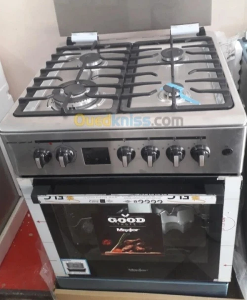 Promotion cuisinière maxtor 4 feux inox ventilé gaz electrique tabouna 