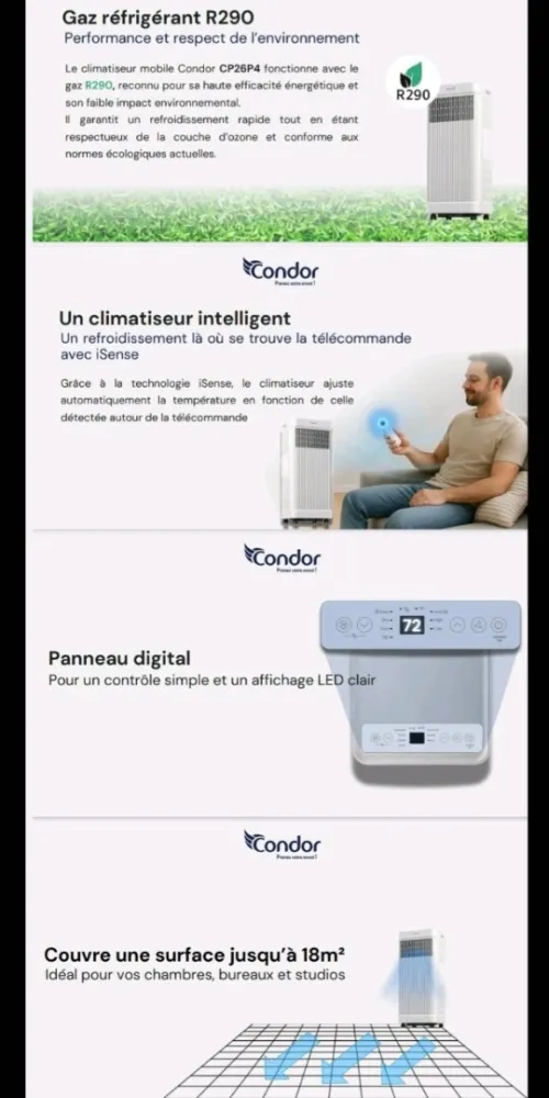 Promotion climatiseur mobile condor 9000 btu 