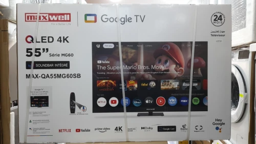 Promotion téléviseur maxwell 55 pouces Google tv QLed 4k
