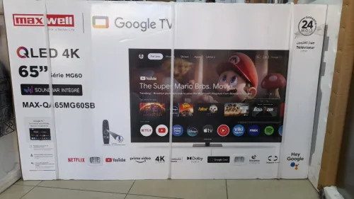 Promotion téléviseur maxwell 65 pouces Google tv QLed 4k smart 